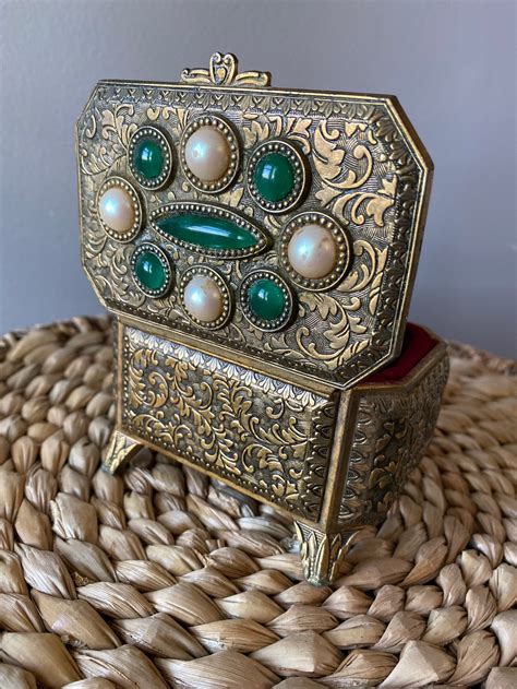 vintage metal trinket box